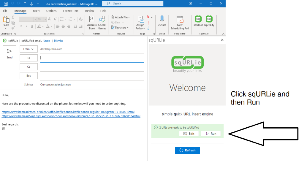 Outlook Add-In to change blue links to images from website